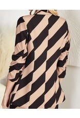 venti6 3/4 ruched sleeve striped blazer