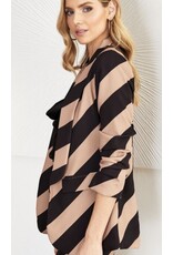 venti6 3/4 ruched sleeve striped blazer