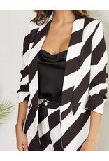 venti6 3/4 ruched sleeve striped blazer