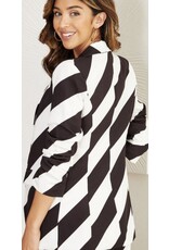 venti6 3/4 ruched sleeve striped blazer