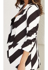 venti6 3/4 ruched sleeve striped blazer
