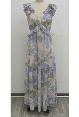Millibon Floral chiffon ruffle maxi dress