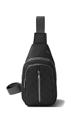 Quilted zipper sling crossbody bag
