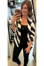 venti6 3/4 ruched sleeve striped blazer