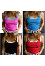 LATA Colorblock Knit U Tank Top