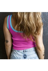 LATA Colorblock Knit U Tank Top