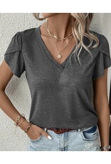 LATA Petal Sleeve V Neck T