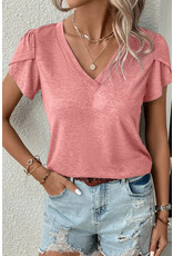 LATA Petal Sleeve V Neck T