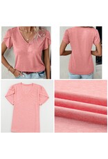 LATA Petal Sleeve V Neck T