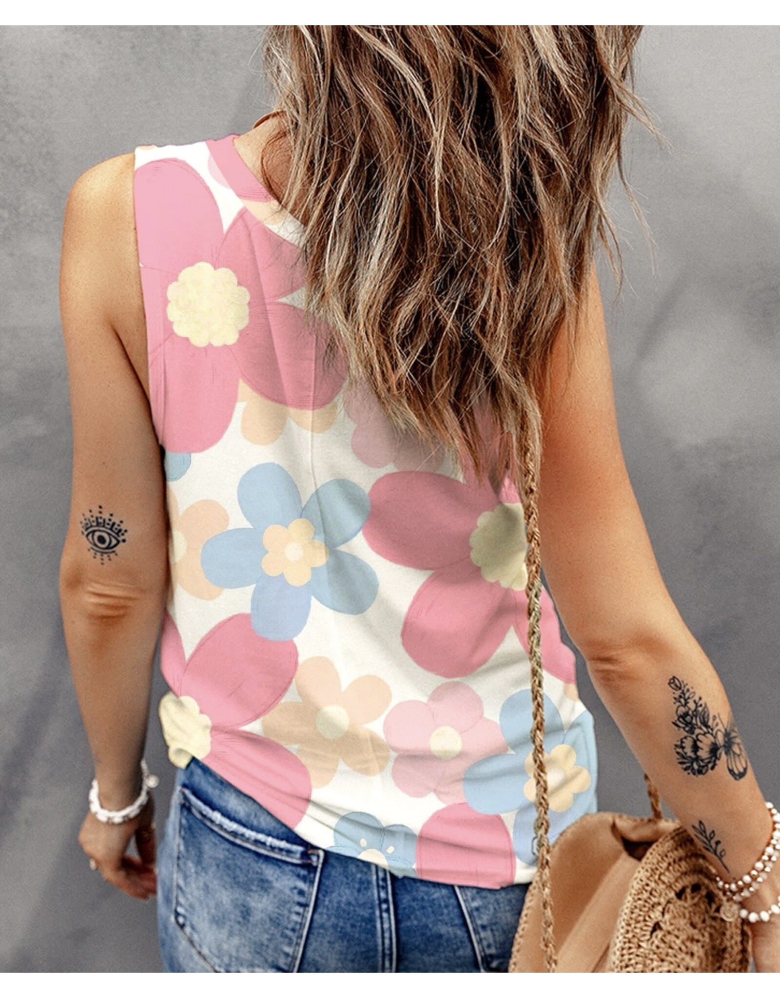 LATA Floral Print Sleeveless Top