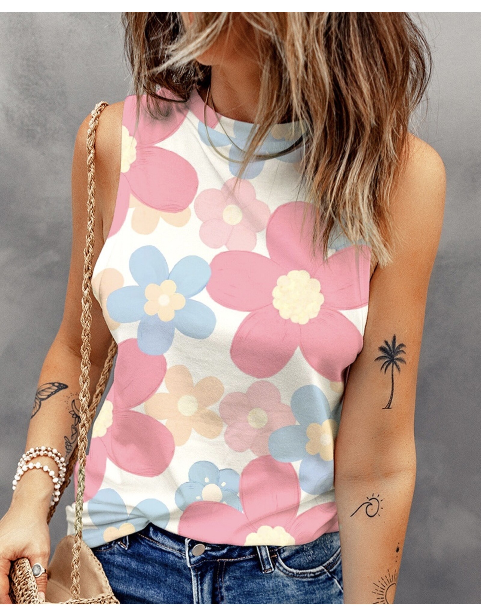 LATA Floral Print Sleeveless Top