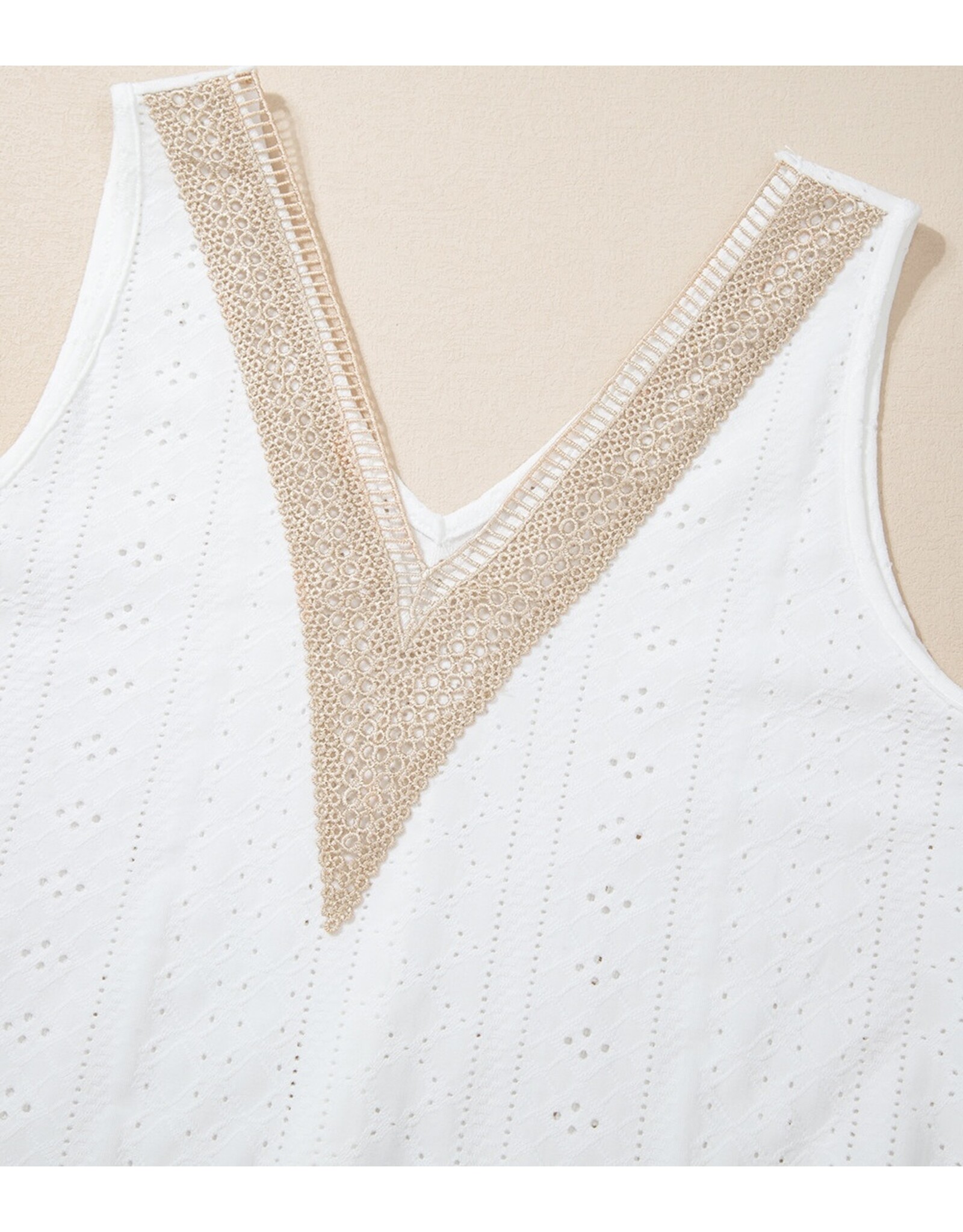 LATA Lace Crochet V Neck Tank