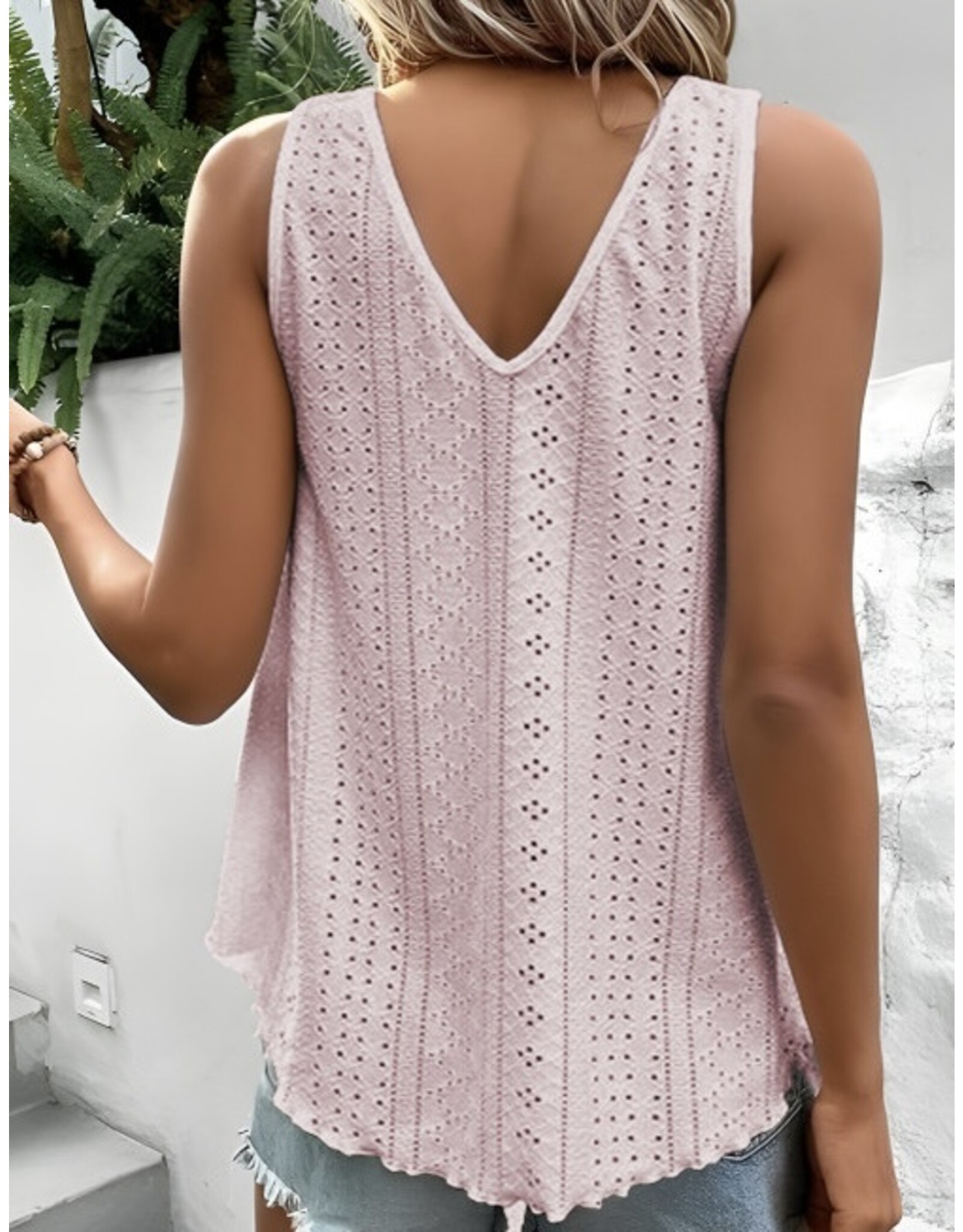 LATA Lace Crochet V Neck Tank