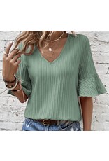 LATA Ruffled Half Sleeve V Neck Top LATA Ruffled Half Sleeve V Neck Top