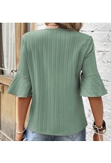 LATA Ruffled Half Sleeve V Neck Top LATA Ruffled Half Sleeve V Neck Top
