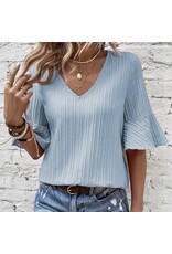 LATA Ruffled Half Sleeve V Neck Top LATA Ruffled Half Sleeve V Neck Top