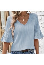 LATA Ruffled Half Sleeve V Neck Top LATA Ruffled Half Sleeve V Neck Top