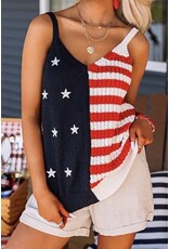 LATA Red Stars & Stripes Flag Pattern Knitted Tank LATA Red Stars & Stripes Flag Pattern Knitted Tank