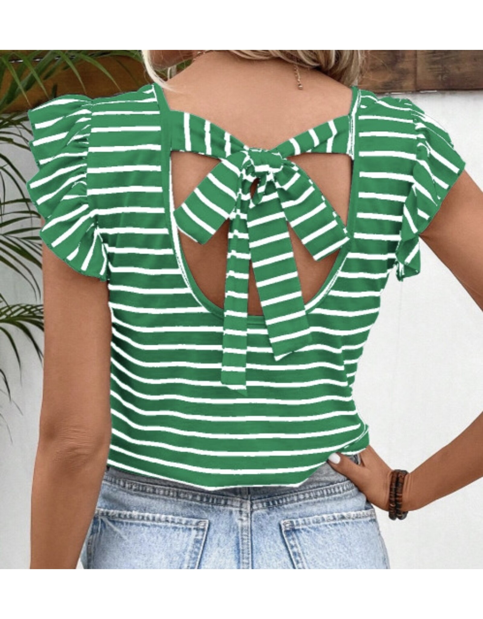 LATA Butterfly Slv & Knot Back Top