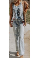 LATA Blue Vintage Wash Flag Tank Top