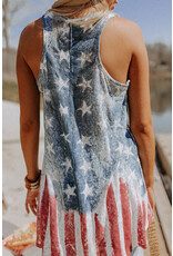 LATA Blue Vintage Wash Flag Tank Top