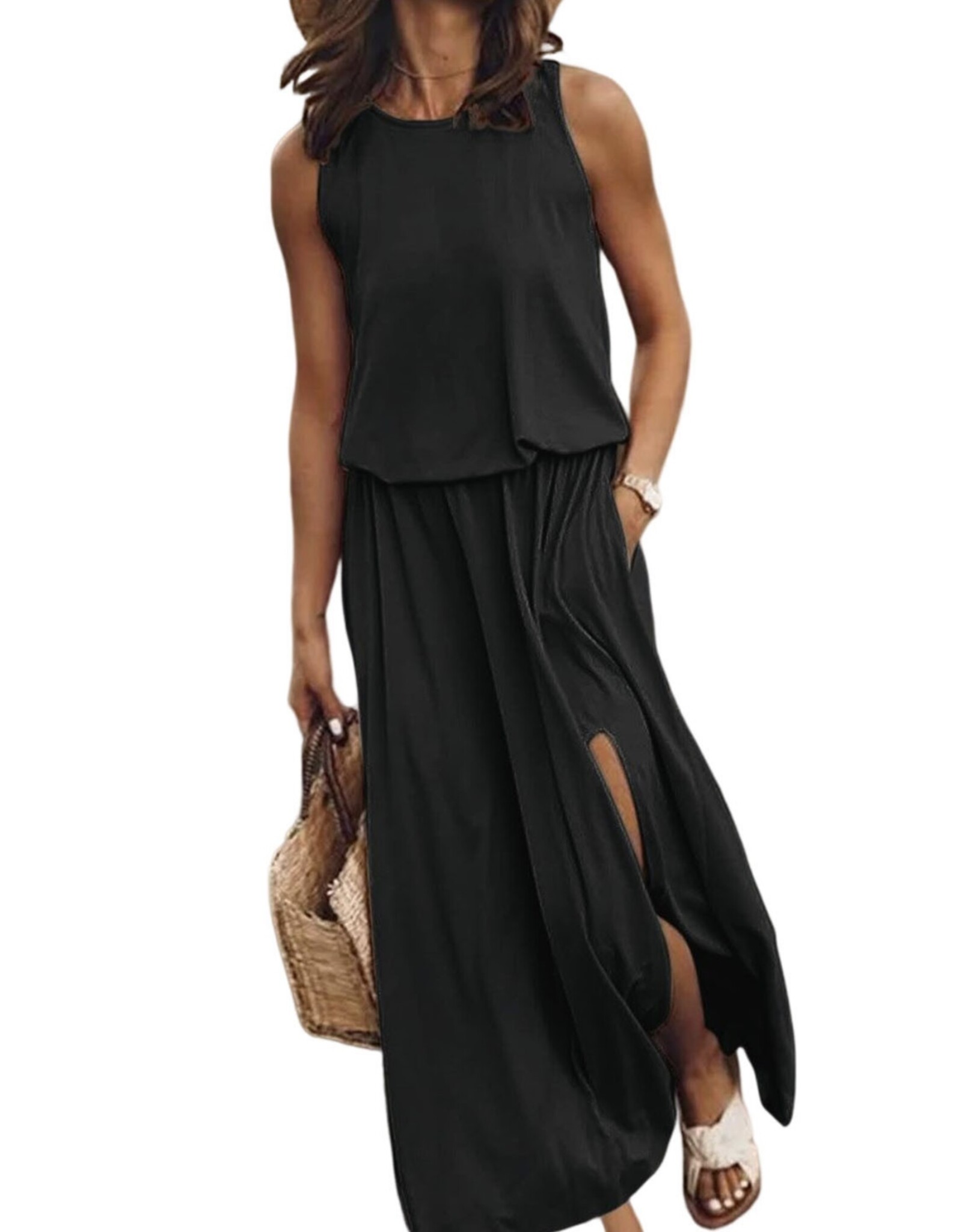 LATA Black Sleeveless Maxi Dress