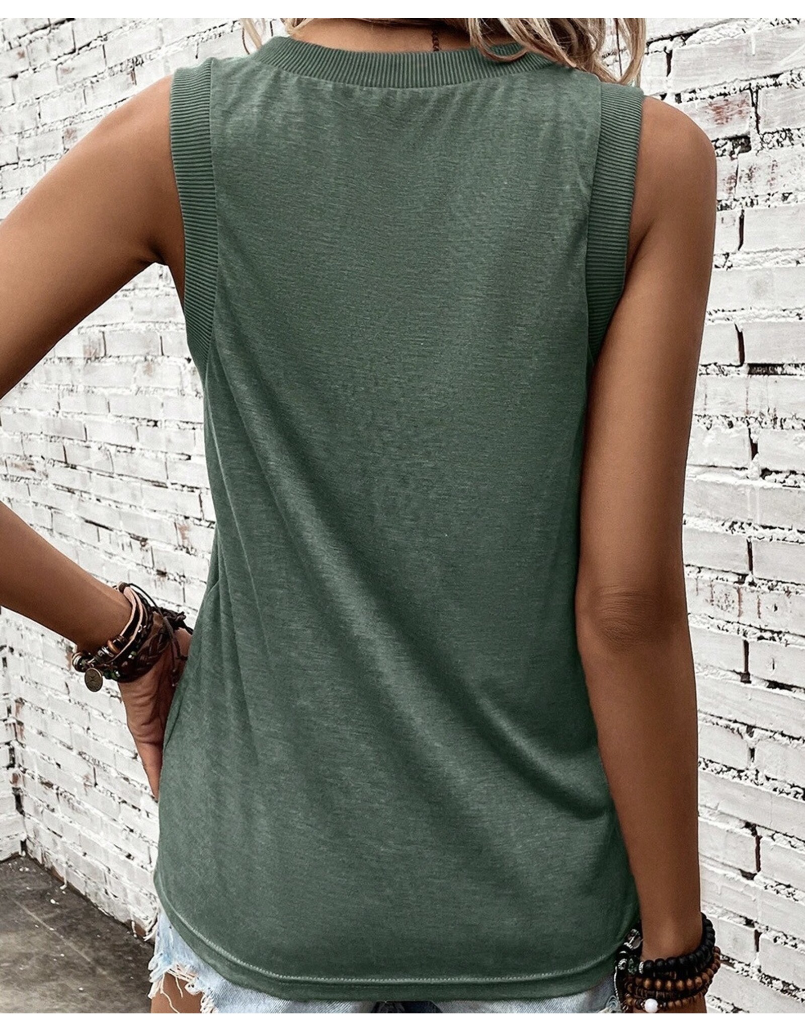 LATA Ribbed V Neck Tank