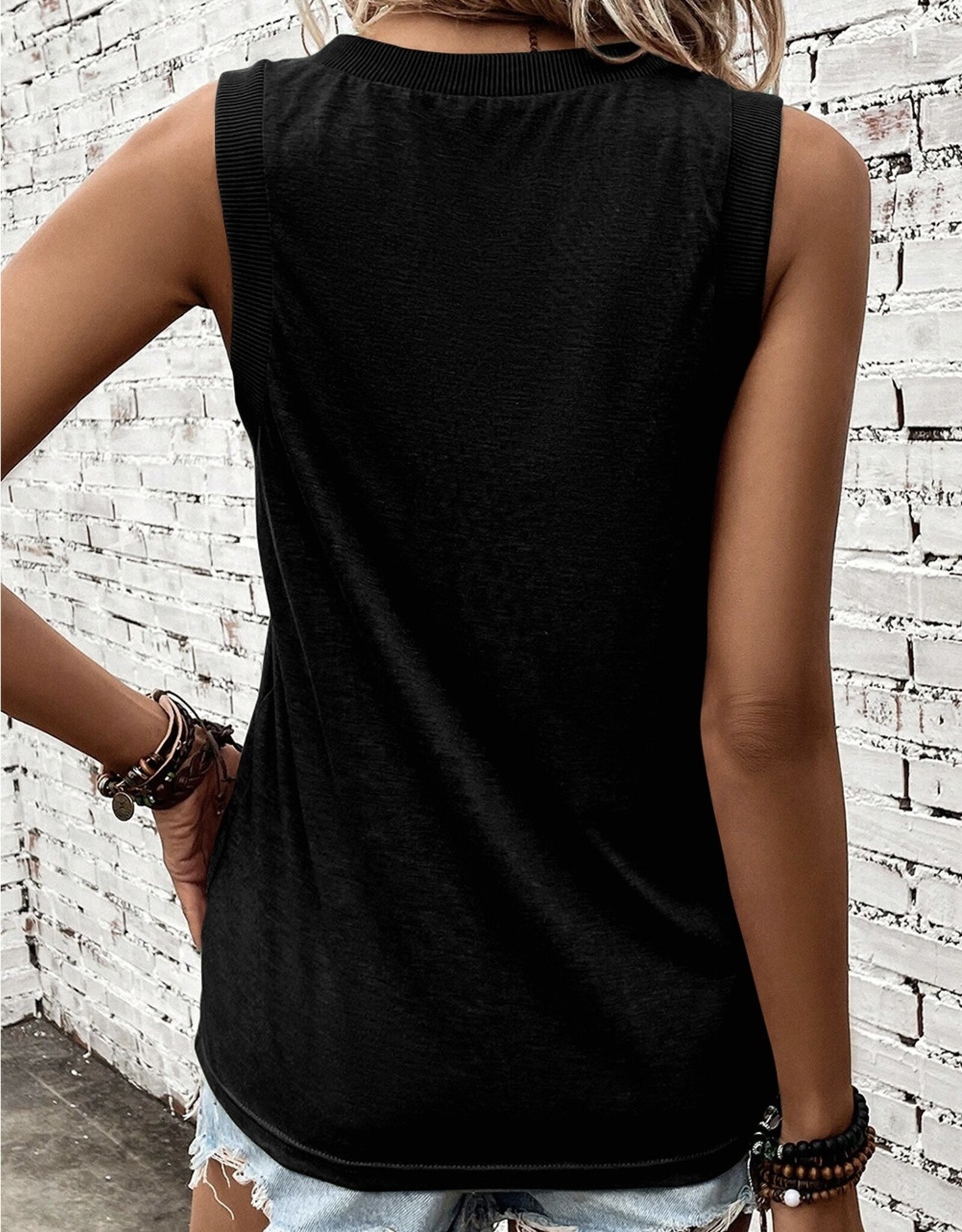 LATA Ribbed V Neck Tank