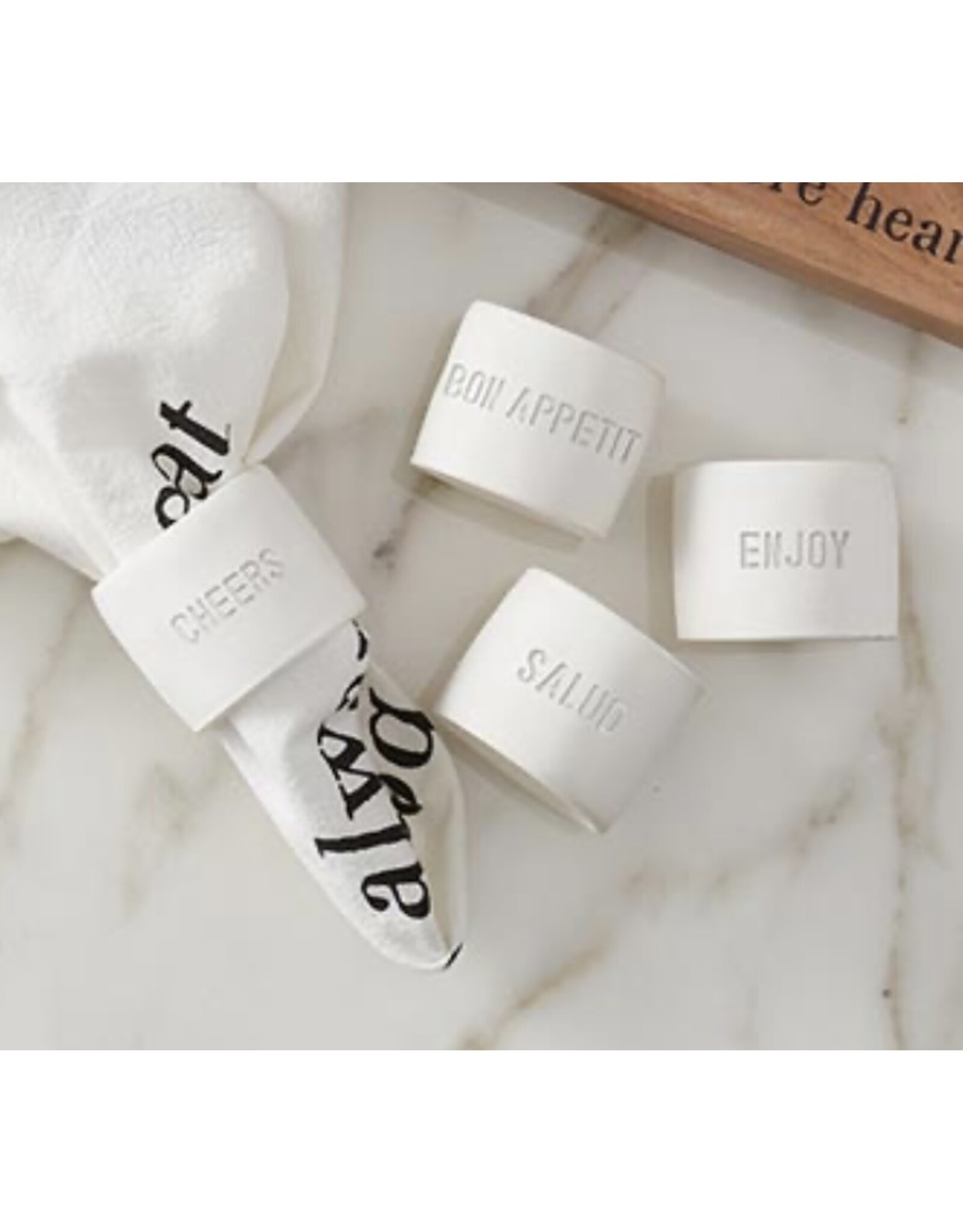 Face to Face Ceramic Napkin Rings - Bon Appetit - Set of 4