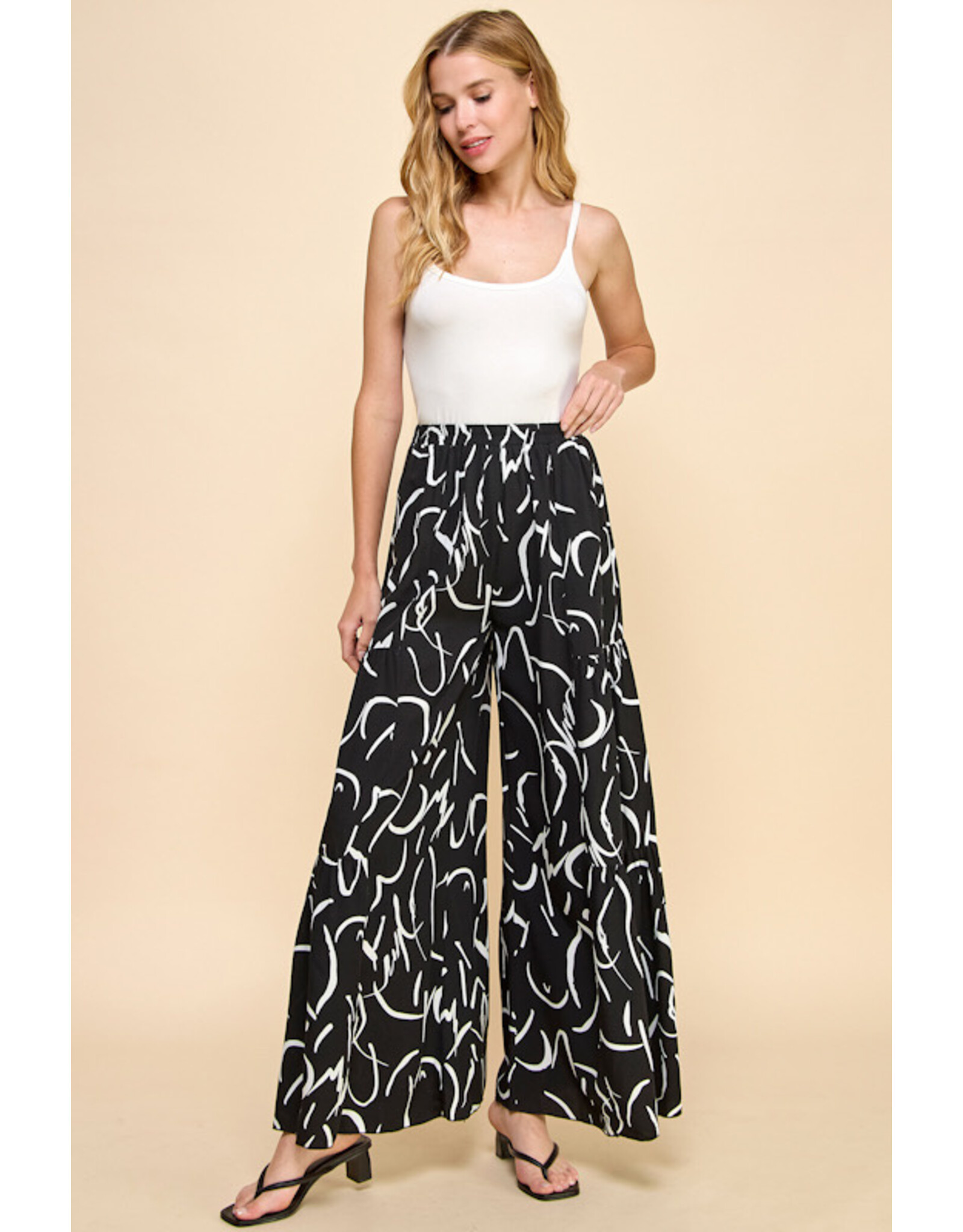 Millibon Painterly Strokes Wide Leg Pants