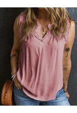 LATA Split Neck Ruffled Tank LATA Split Neck Ruffled Tank