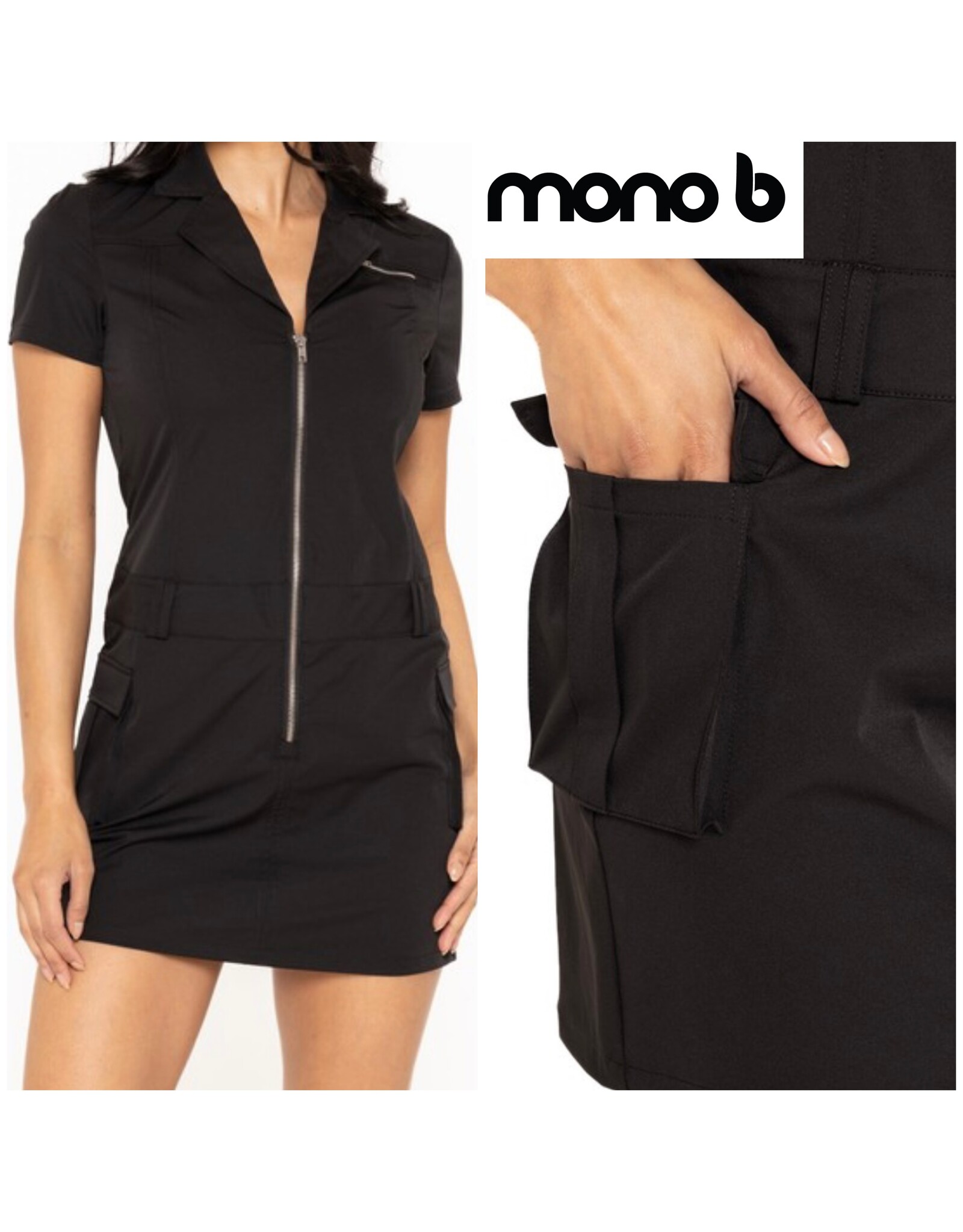 mono b Collared A-Line Dress