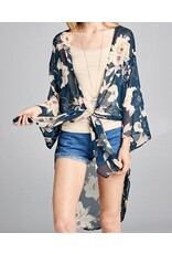 Floral print kimono