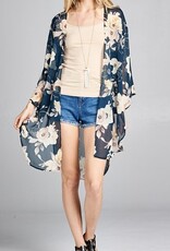 Floral print kimono