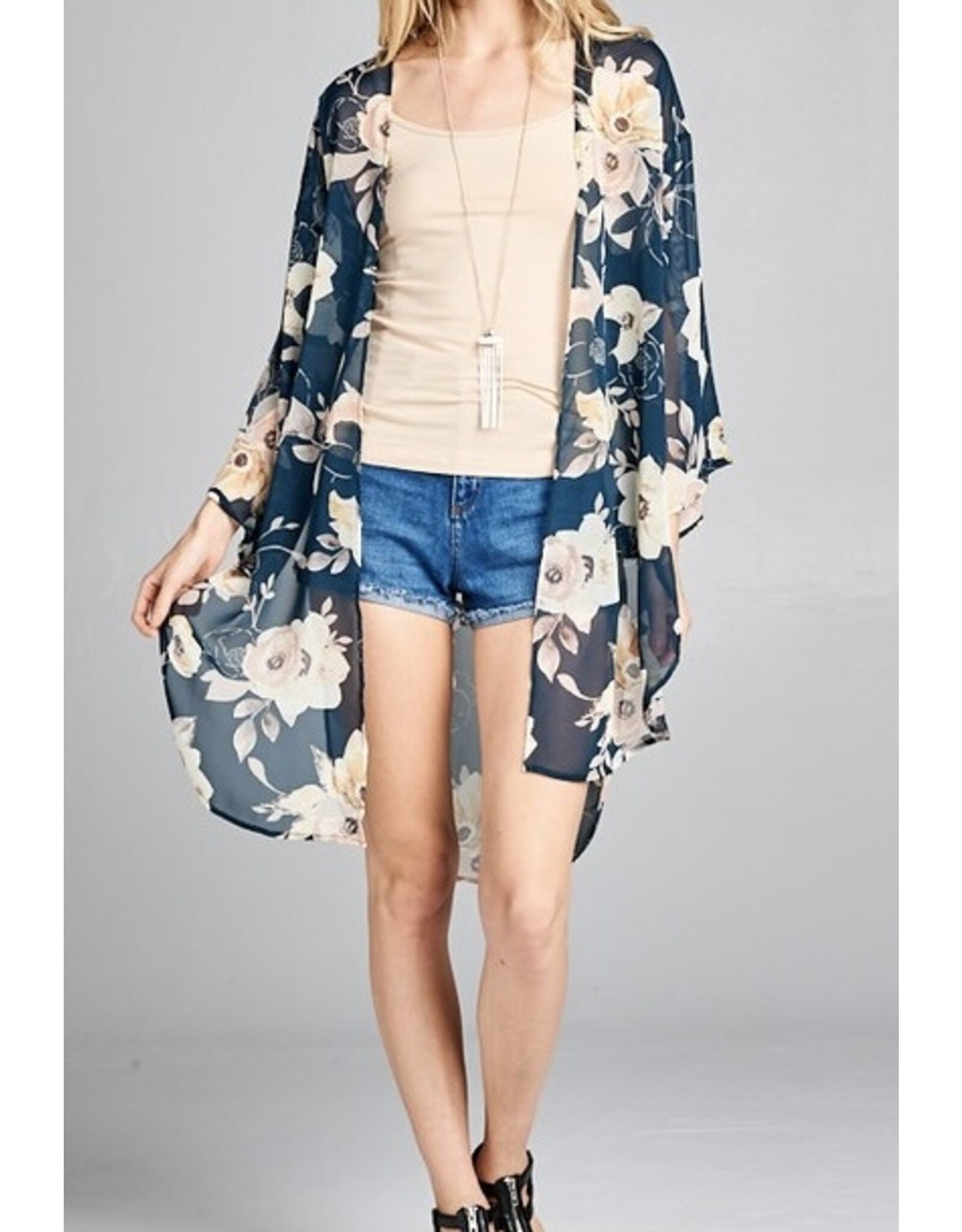 Floral print kimono