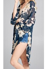 Floral print kimono