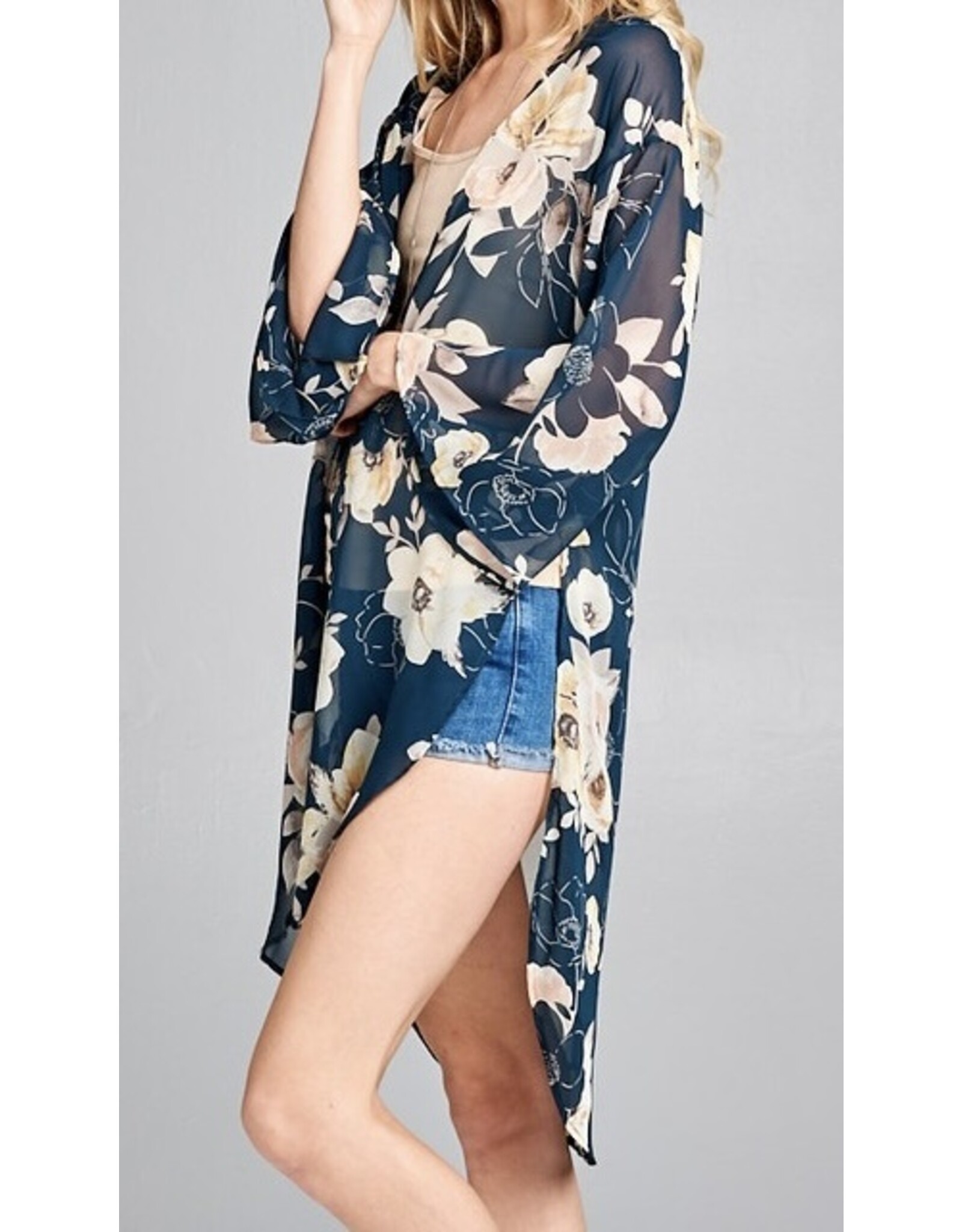 Floral print kimono
