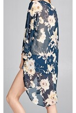 Floral print kimono