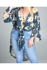 Floral print kimono