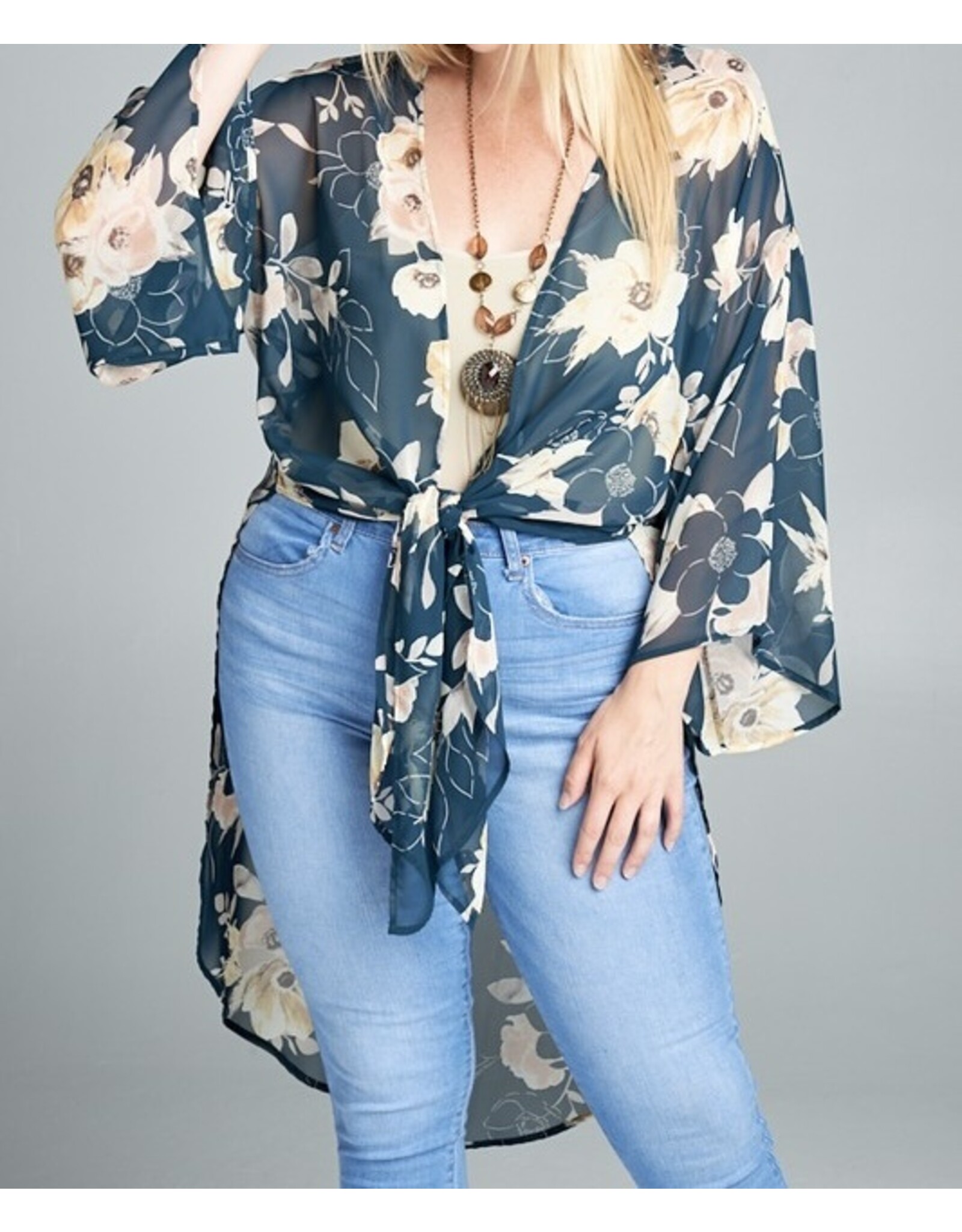 Floral print kimono