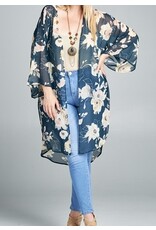 Floral print kimono