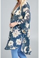 Floral print kimono