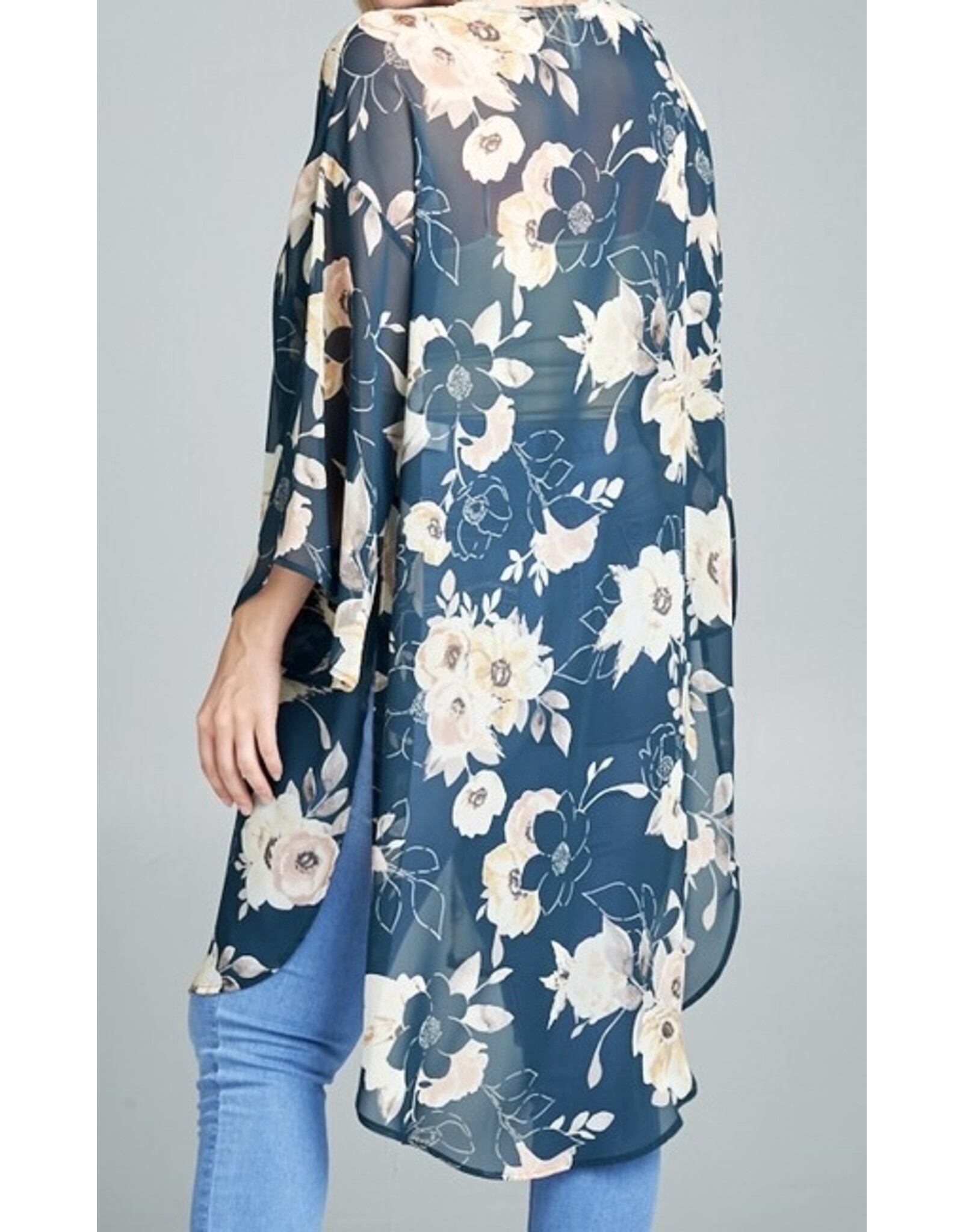 Floral print kimono