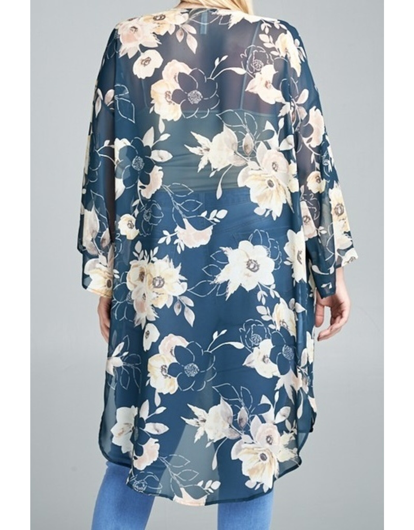 Floral print kimono