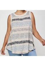 Floral Taupe Colorblock Tank