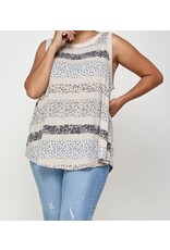 Floral Taupe Colorblock Tank