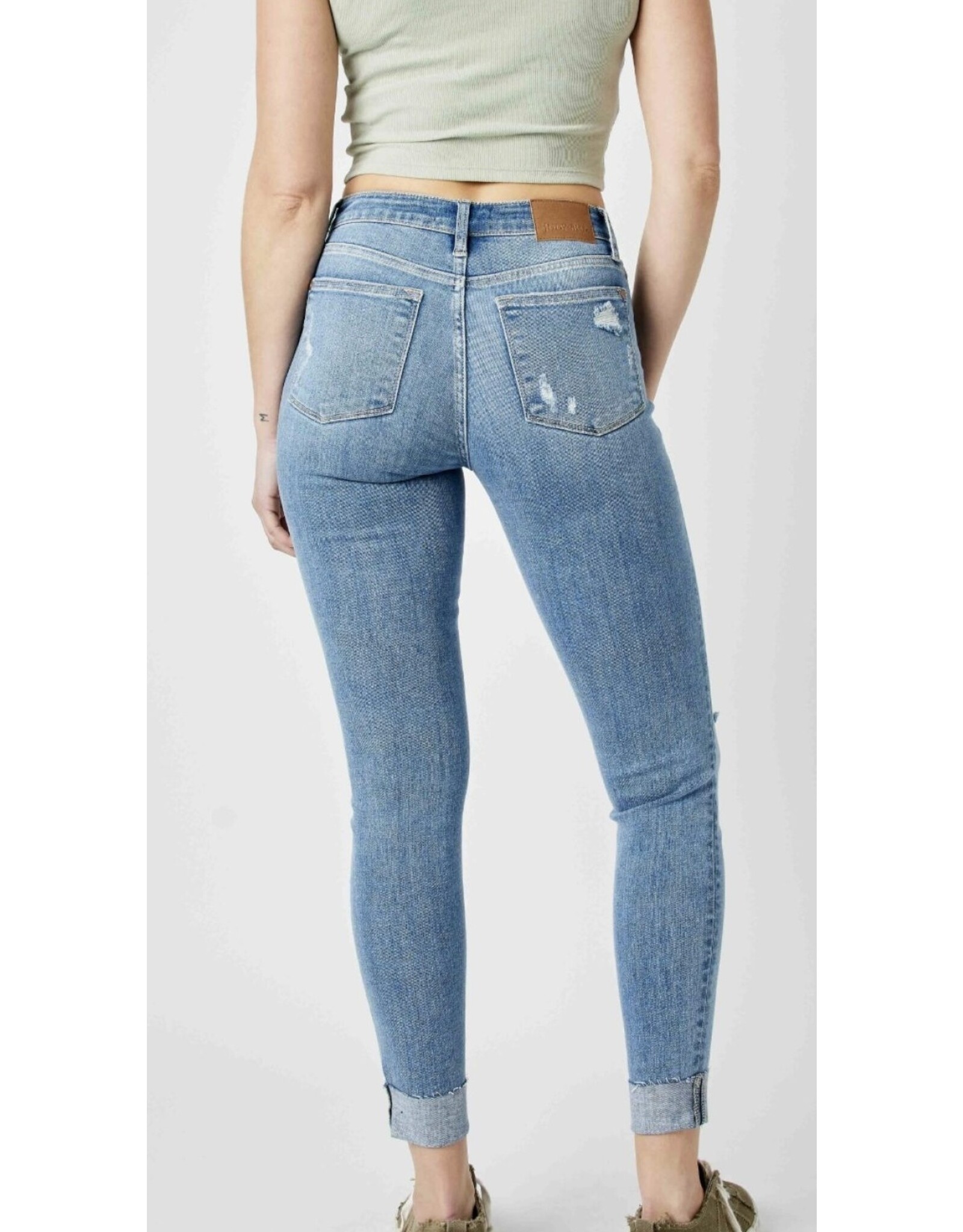 Judy Blue Judy Blue Mid Rise Destroy & Cuff Skinny