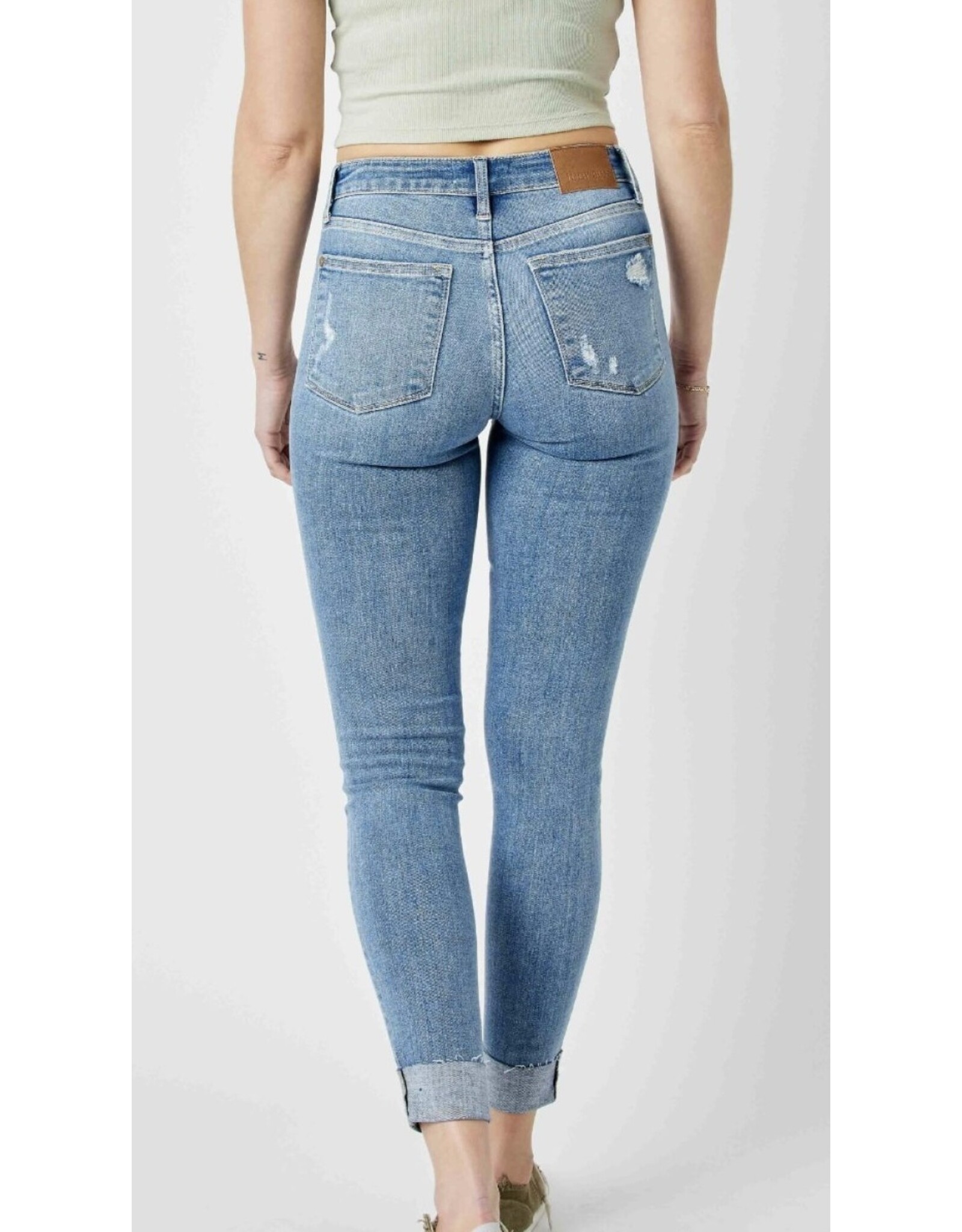 Judy Blue Judy Blue Mid Rise Destroy & Cuff Skinny