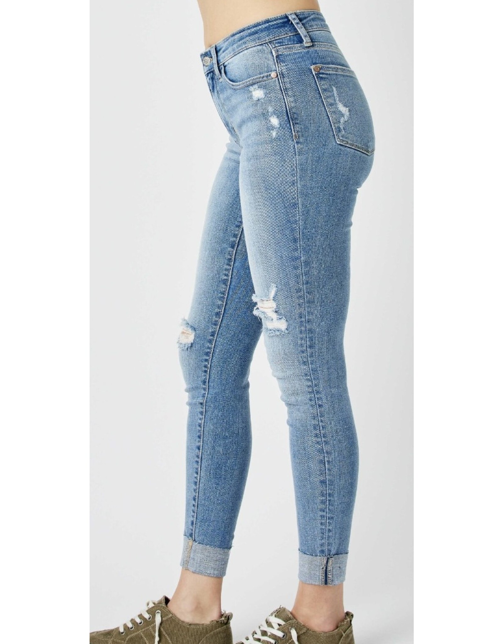 Judy Blue Judy Blue Mid Rise Destroy & Cuff Skinny