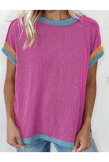 LATA Bright Pink Textured Contrast Trim